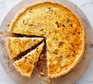 Caramelised onion quiche with cheddar & bacon