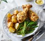 Mustard & parmesan-crumbed chicken with potatoes and green beans
