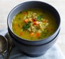 Red lentil & carrot soup in a bowl
