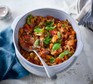 Winter vegetable caponata in a pan